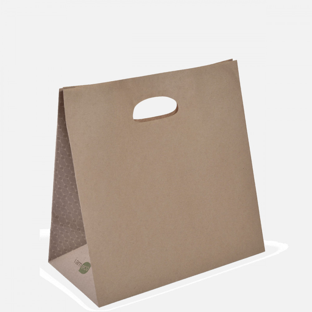 Paper Bag Brown I Am Eco Die Cut handle 280 x 280 x 150mm 500/carton