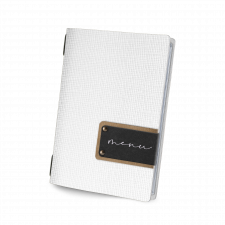 MenuModa Chef White A5 - Menu label - F3GO4YE Real Bonded Leather 4 envelopes (8 pages) with elastic