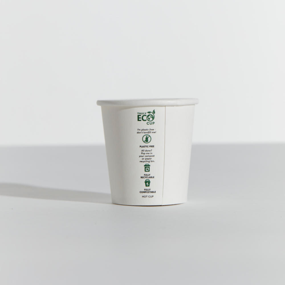 4oz Truly Eco Single Wall Paper Coffee Cup White 1000/carton