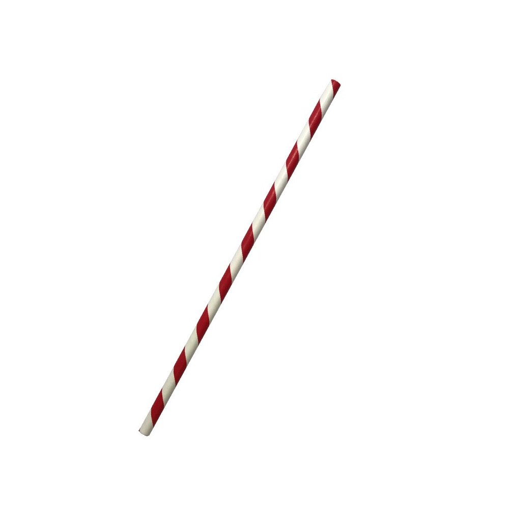 6x197mm Paper Straw Regular - Red Stripe 2500/carton