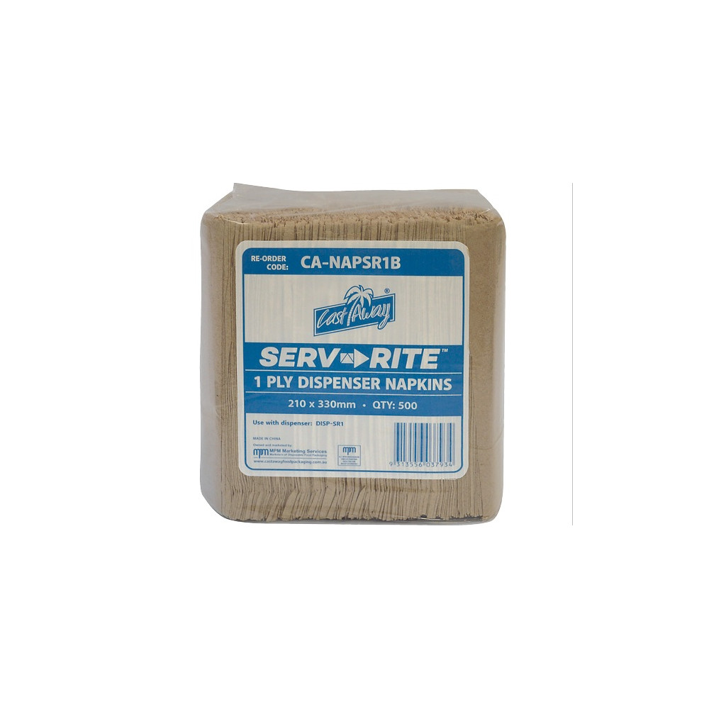 Castaway Serv-Rite Dispenser Napkins 1 ply Brown Kraft 6000/carton