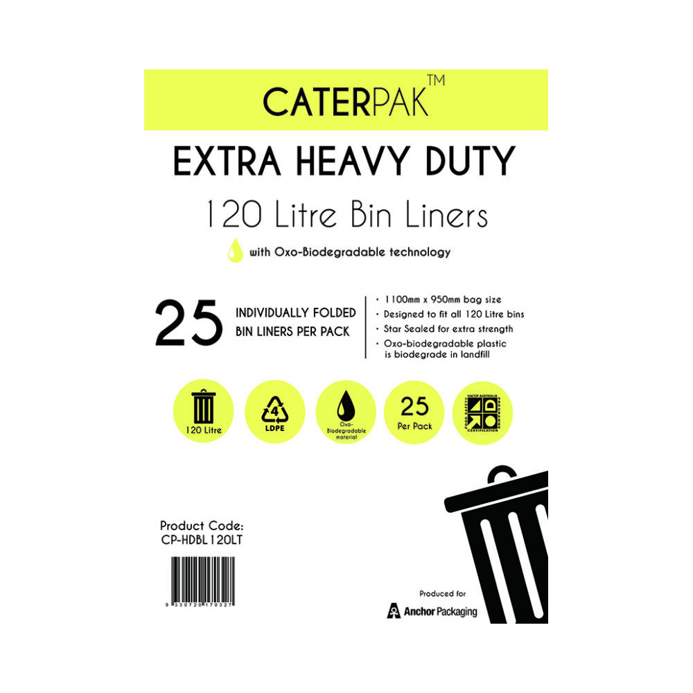 120 Heavy Duty  Garbage Bags Caterpak 125/carton