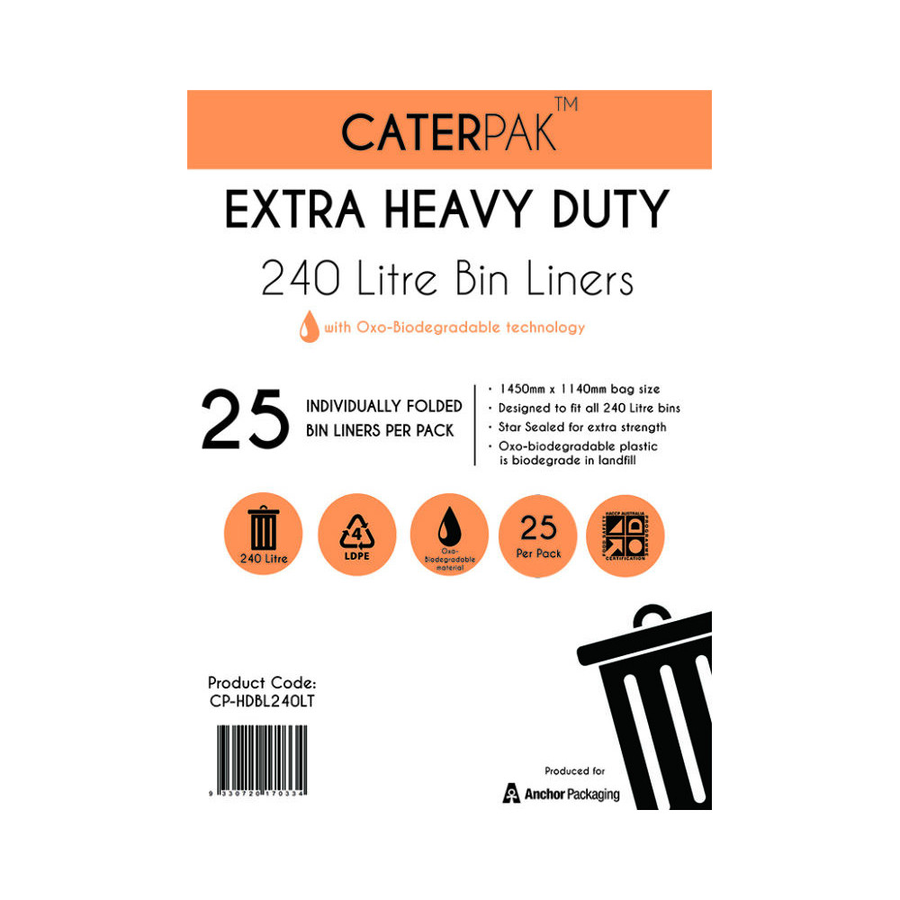 240 Heavy Duty  Garbage Bags Caterpak 25/pack