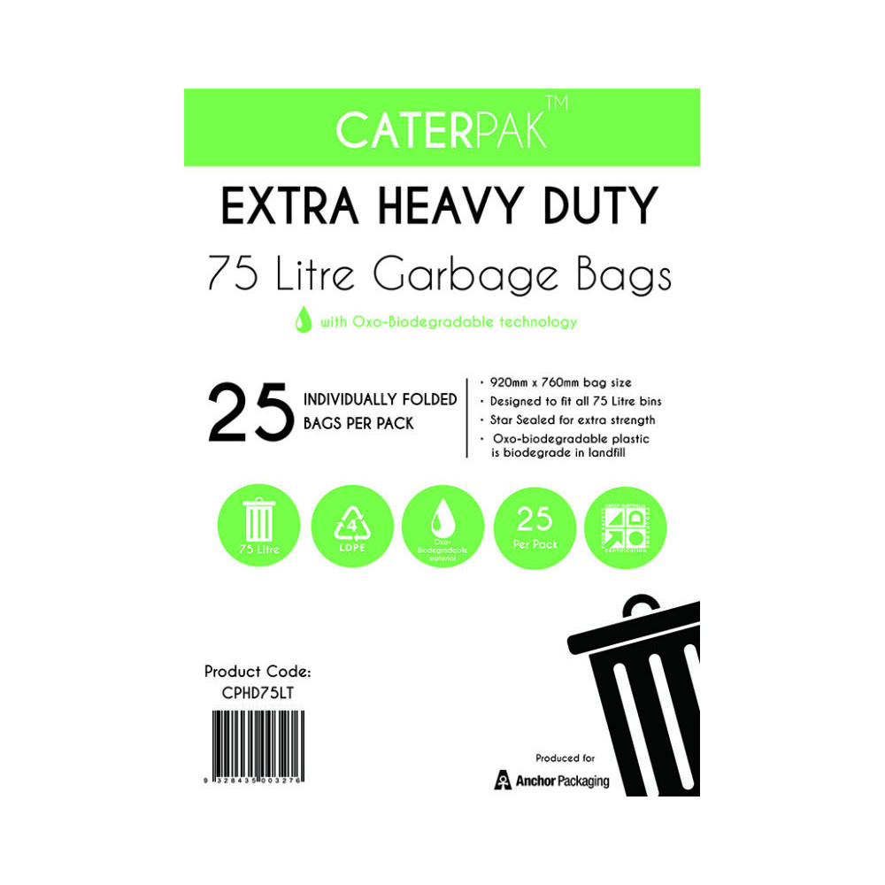 75 Extra Heavy Duty  Garbage Bags Caterpak 250/carton